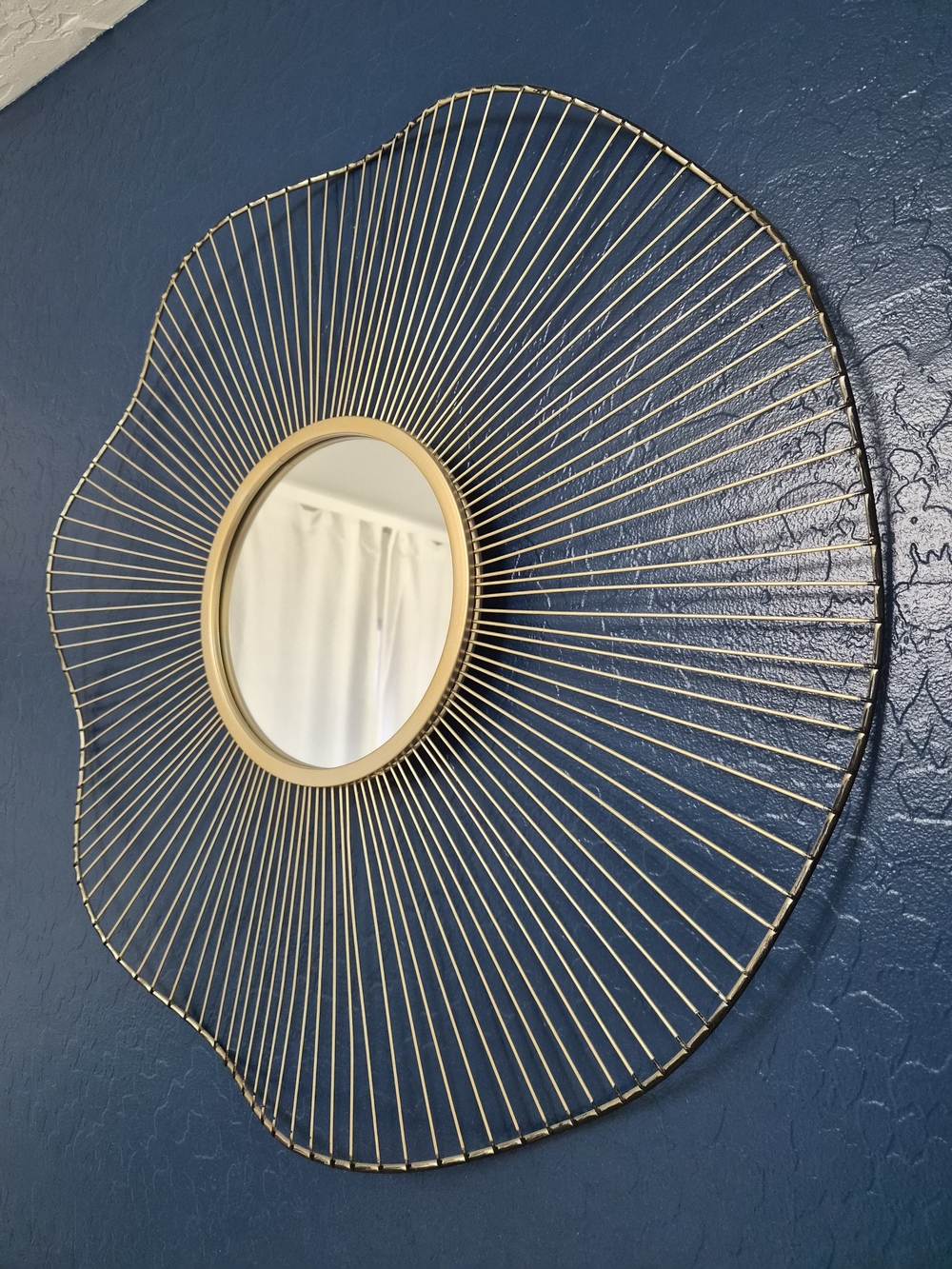 Gold Sunburst Wire Frame Wall Mirror - Decorative Home Accent